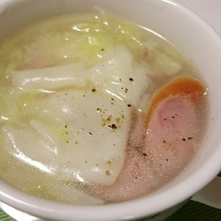 ワンタンの皮の中華スープ